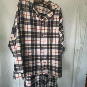 LL BEAN Pajama Set Men’s Medium Scotch Plaid Flannel Long Sleeve Lounge Pants